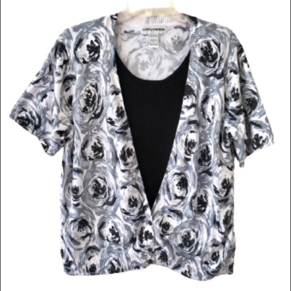 Cathy Daniels Pullover Sweater Cardigan Black/Whit